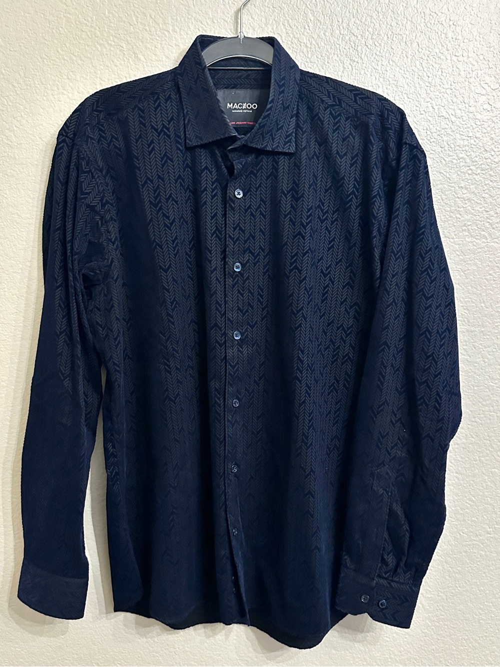 Maceoo Fibonacci A-2030 Black Italian Jacquard Button-Down Shirt